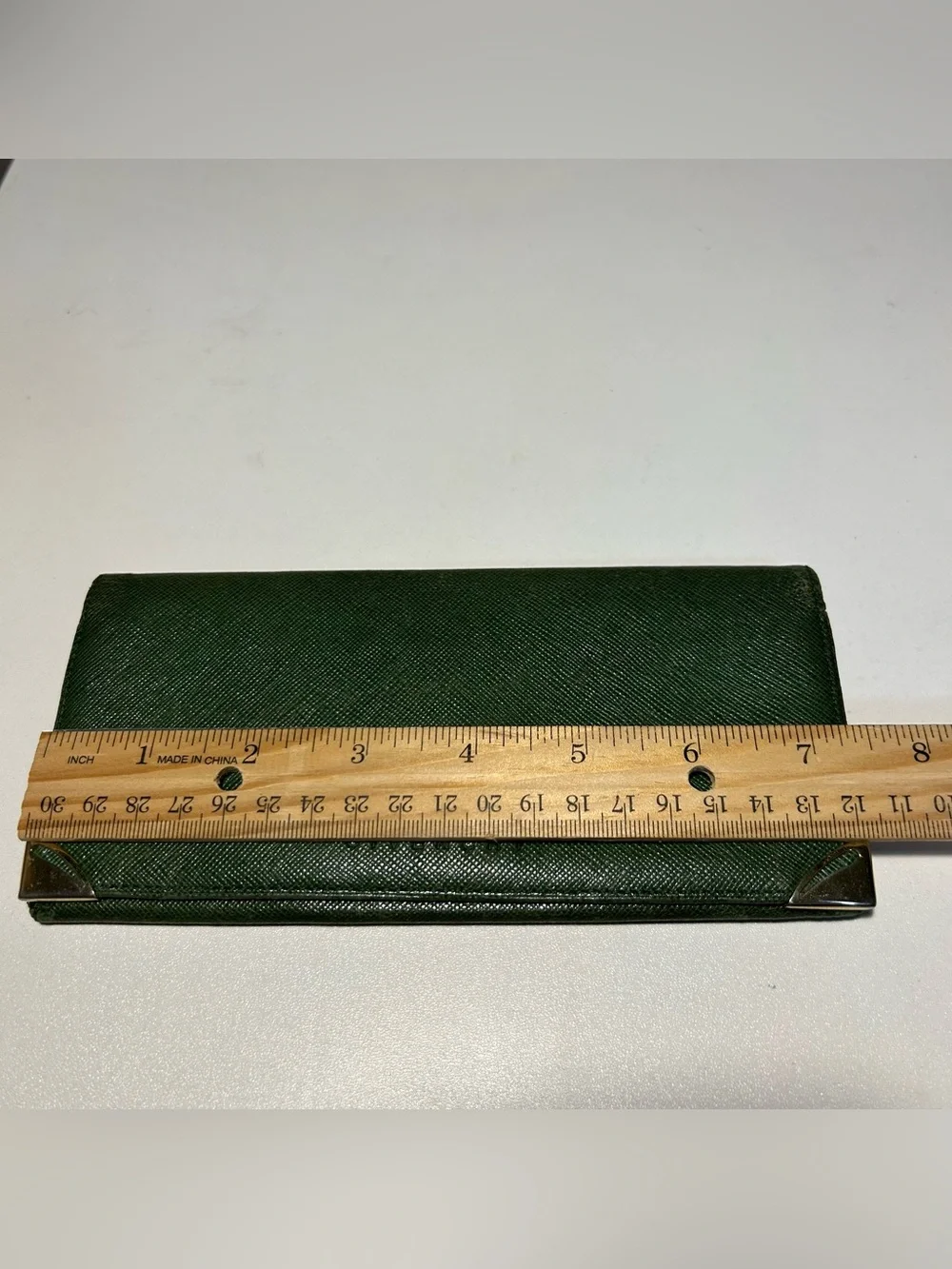 Givenchy Dark Green Leather bifold Wallet Gold Corners
